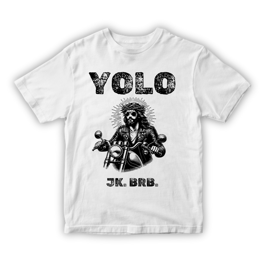 Yolo JK BRB Jesus Tshirt - White
